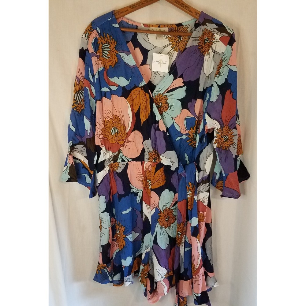 NWT Charlie Paige Biba‎ Romper Multi Color Floral Women Sz XL Wrap Elastic Waist
